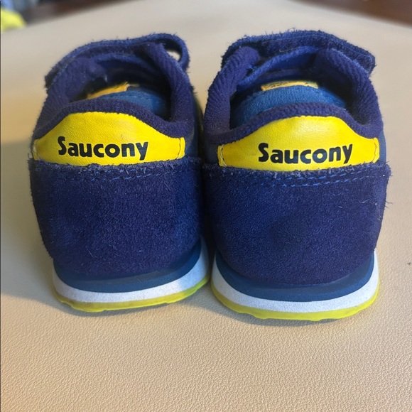 Saucony Navy and Yellow Kids Hook-and-Loop Sneakers - Picture 5 of 11